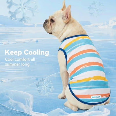 cyeollo 2pack Dog Cooling Shirt, Breathable Sleeveless Summer Clothes for Dogs, Intant Cool Dog T Shirts for Small Dogs, Blue Sky L
