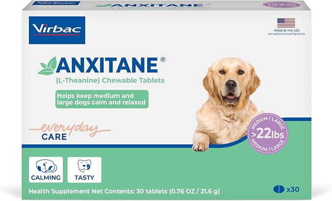 ANXITANE® (L-Theanine) Chewable Tablet - Promotes relaxation for anxious behavior - Medium/Large Dog >22lbs