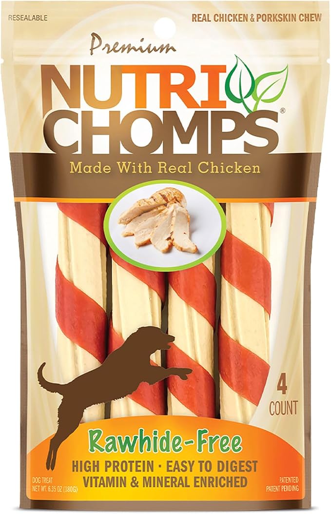 Dog Chews, 6-inch Twists, Easy to Digest, Rawhide-Free Dog Treats, 4 Count, Real Chicken flavor