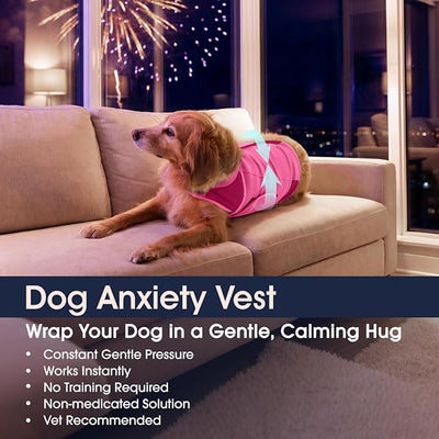 IECOii Dog Anxiety Relief Vest – Calming Compression Wrap for Dogs with Adjustable Snug Fit,Breathable Dog Calming Vest for 4th of July Fireworks,Thunderstorms,Separation Anxiety,Travel & Vet Visits,M