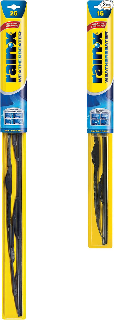 Rain-X 820147 WeatherBeater, 26" and 16" Windshield Wiper Blades - All-Season OEM Quality, Conventional, Vehicle Specific Fit, Pack of 2