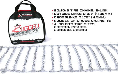 The ROP Shop Pair of 2 Link Tire Chains 20x10x10 | For Snow Blowers, Lawn & Garden Tractors, Mowers & Riders, UTV, ATV, 4-Wheelers, Utility Vehicles