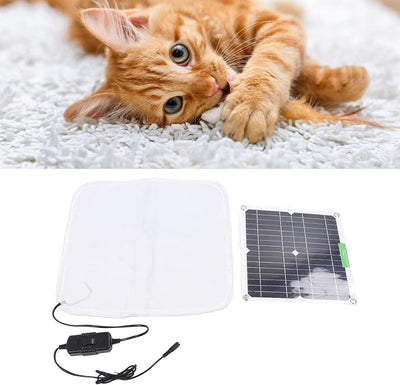 Solar Panel Heating Blanket, Pet Heating Blanket 12V 50W ABS Polycrystalline Silicon, Portable Breathable Electric Pad for Pets for Car Walks
