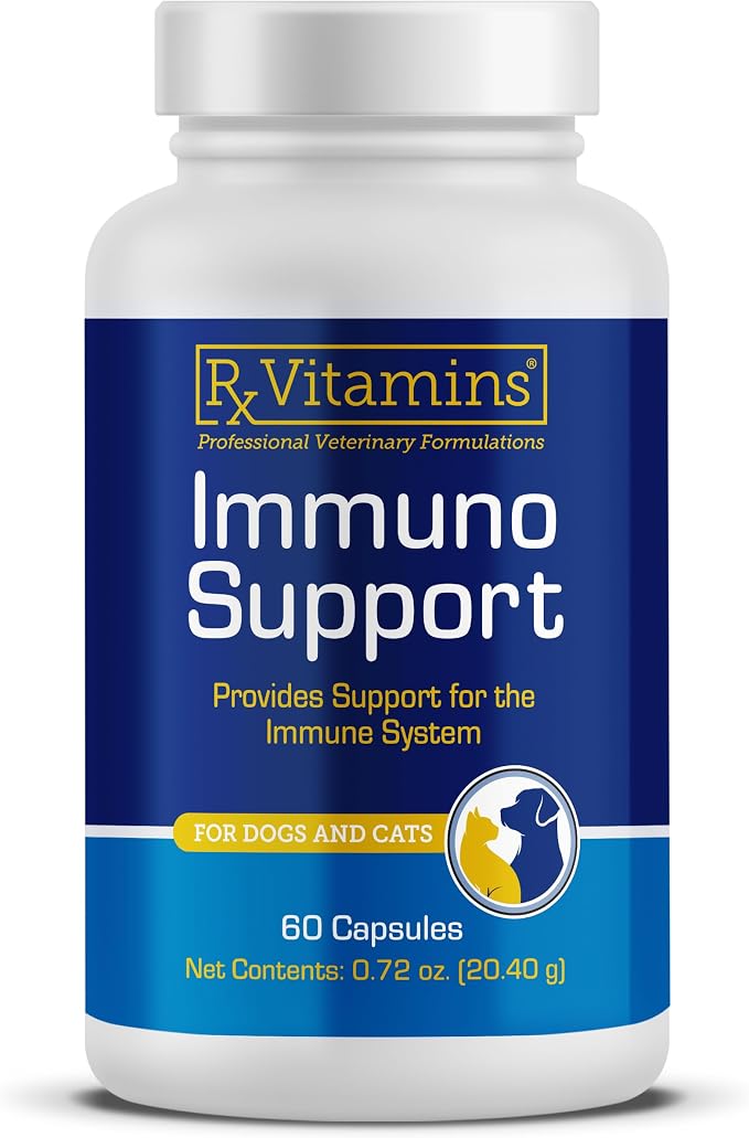 Immuno Support, Immune Support for Dogs and Cats - 60ct Supplement with Shiitake Mushroom, Arabinogalactan, and Lutein