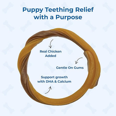 N-Bone Puppy Teething Rings, Taste of Texas Burnt Ends Flavor, Natural Puppy Teething Chews, Helps Soothe Teething Gums, Calcium Enriched Chew Treats, 3 Rings