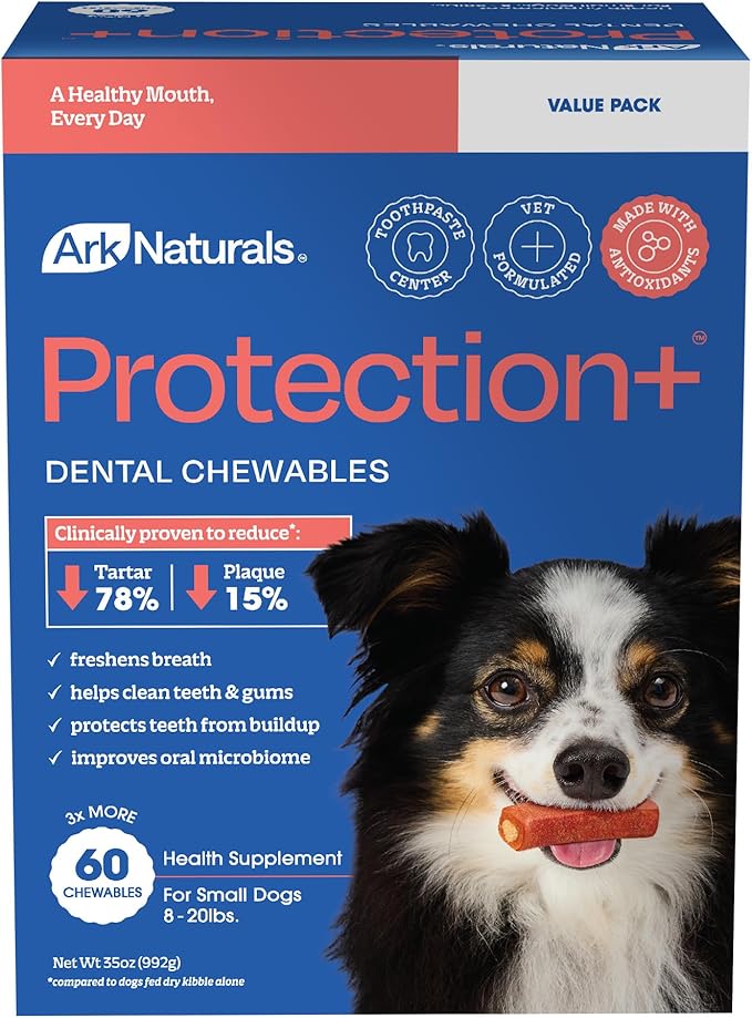 Protection+ Brushless Toothpaste – Small Breeds, 35oz Bag – Dog Dental Chew with Toothpaste Center – Prevent Plaque & Tartar and Freshen Breath with Dental Chews for Dogs
