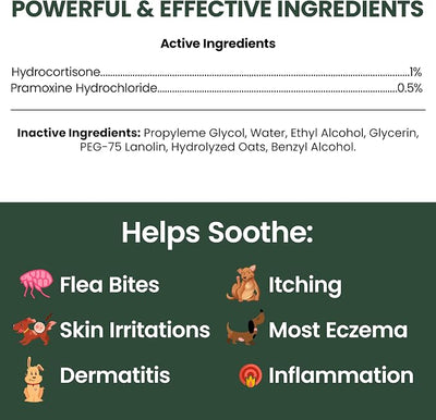 Hydrocortisone Spray for Dogs and Cats, 8 oz - Hot Spot Treatment, Anti Itch Relief, Medicated for Allergies, Dermatitis, Flea Bites, Dry Skin - with Pramoxine and Aloe, Made in USA | Chew + Heal Labs