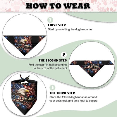 KEIAHUAN American 250 Yeas for Dog BandanaAdjustable Triangle Reversible Holiday Scarves Dog Bibs Soft Comfortable Puppy Scarves for Small Medium Large Dogs