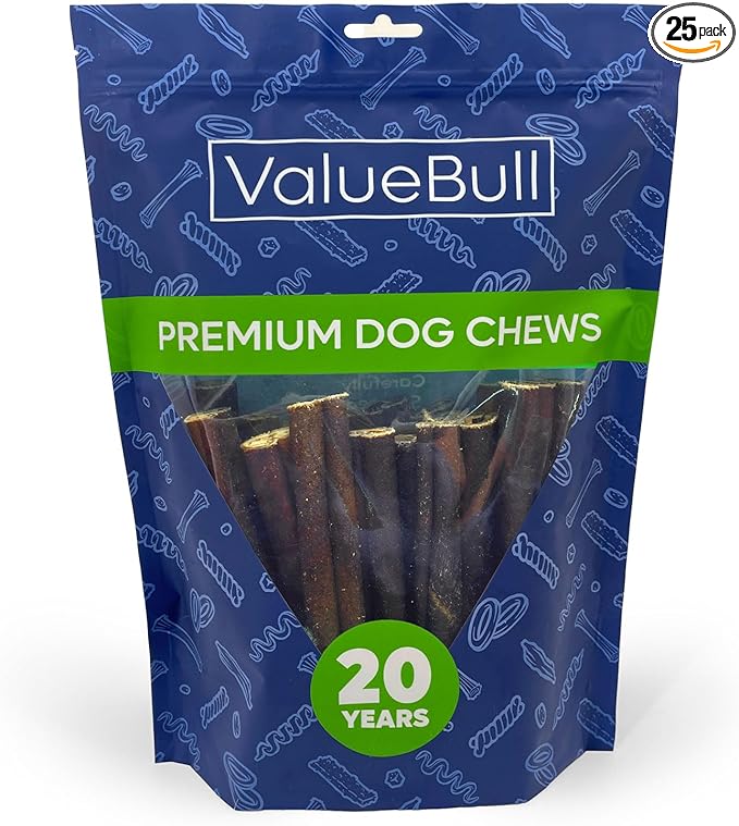 ValueBull Collagen Sticks for Dogs, 6 Inch Thick Chews, Natural Long-Lasting Dog Treats, 25 Count - Supports Joints, Skin & Coat with Chondroitin & Glucosamine
