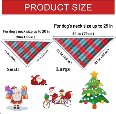 Unique Style Paws Dog Bandanas 1PC Washable Cotton Triangle Puppy Scarfs Christmas Red Green Grid with Colorful Flower for Small Medium Large Dogs and Cats
