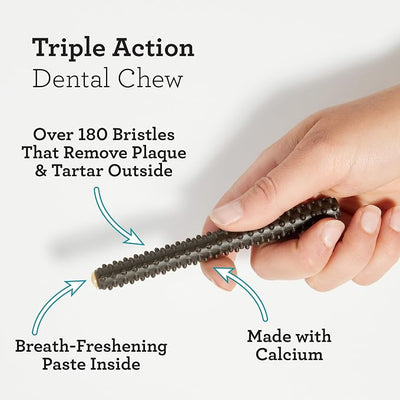 DreamBone Triple Action Dental Sticks Charcoal, 18 Count, Rawhide-Free Chews for Small and Medium Sized Dogs Freshens Breath (Pack of 2)