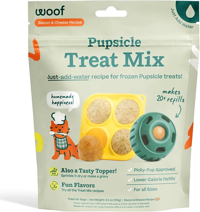 Dog Pupsicle Mix - Easy-to-Make DIY Pupsicle Refills - Tasty, Healthy Pupsicle Mix - Wholesome Ingredients - Long-Lasting Treats for Dogs - Bacon and Cheese Mix
