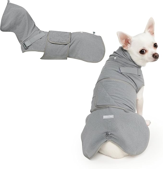 Anxiety Relief Vest for Dogs – Gentle Compression Dog Anxiety Suit, Calming Wrap for Separation Anxiety, Thunder, Fireworks, Suitable for Small Medium and Large Breeds - Grey - Size S
