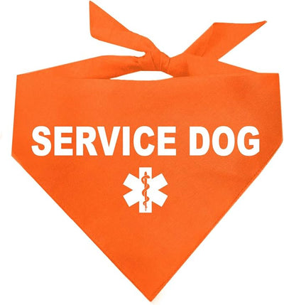 Service Dog Dog Bandana | 100% Cotton Adjustable Triangle |Service Dog | Working Animal | Assistance |Orange, One Size (307)