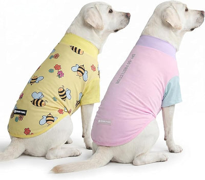 Spark Paws Sunblock Dog T-Shirt, SPF30 Protection, Lightweight Breathable Quick Dry for Dogs with Sensitive Skin - Bees & Gelato (Set of 2) - Size 2XL