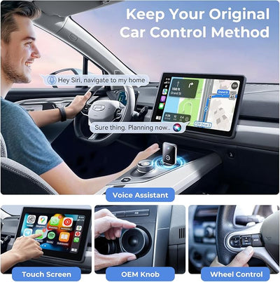 Wireless Carplay Adapter for iPhone, Convert Wired Car play to Wireless, 2 in 1 Plug and Play Mini CarPlay and Android Auto Adapter for iOS 10 Android 11 and Above, Cars with Built-in Carplay (Black)