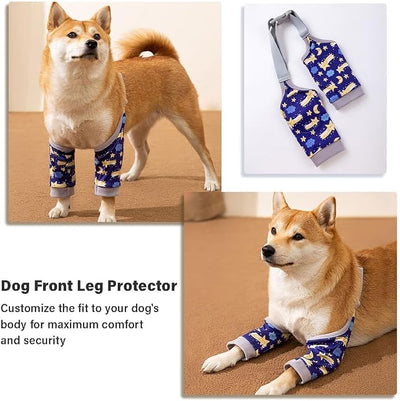 MANON ROSA Dog Elbow Pads – Knee Wrap Front Leg Sleeves for Large Dogs, Wound Protection & Anti-Licking Brace for Injured Legs or Joints (Sleeve Length 11.4in, Suit. Wt 66-80lbs, X-Large, Gray)