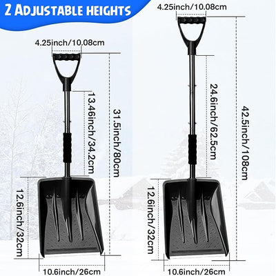Snow Shovel, Emergency Shovels for Driveway with D-Handle, Overall 41-Inch Long Garden Shovel for Car, Garden Tools, Black