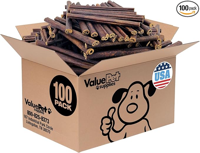 ValueBull USA Collagen Sticks for Small Dogs, 6 Inch Thin Chews, Natural Dog Treats, 100 Count Bulk Pack - Promotes Joint, Skin & Coat Health with Glucosamine and Chondroitin
