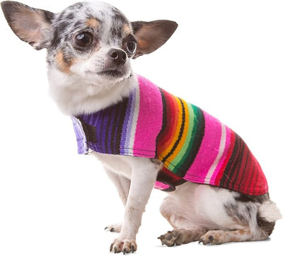 Dog Clothes - Handmade Dog Poncho from Authentic Mexican Blanket by Baja Ponchos (Pink, Small)