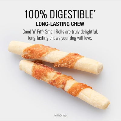 Good ‘n’ Fit Rolls Made with Real Venison, 6 Small Rolls, Treat Your Dog to Long-Lasting and Highly Digestible Rawhide Chews