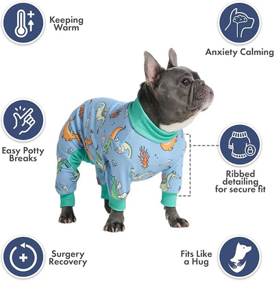 Spark Paws Dog Pajama, Dog Recovery Suit Male, Onesie, Ultra-Soft and 4-Way Stretch, for Small Medium and Large Breeds - Dragons - M