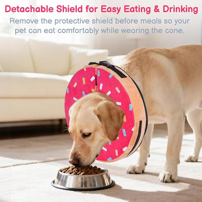 Sponge Dog Cone After Surgery, No Inflation Required Dog Donut Collar to Stop Licking, Inflatable Cone Alternatives for Large Pets, Soft Recovery Collar with Protective Shield (Donut, XXL)
