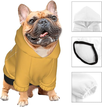 Dog Costume, Custom Dog Hoodie, Dog Name Costume Holiday Pet Pajamas Outfit, Personalized Pet Coat Costumes for Small Medium Large Dogs and Cats for Winter, Gold, M