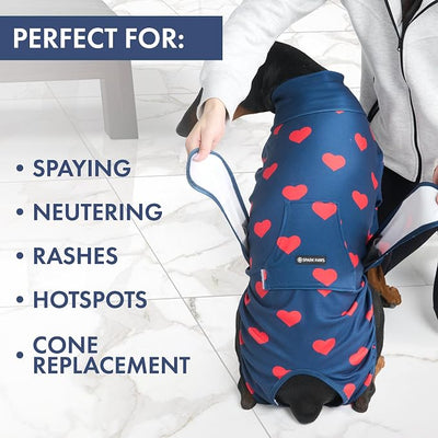 Spark Paws Dog Surgery Recovery Suit – Dog Recovery Suit After Surgery, Anti-Lick Dog Onesie, Abdominal Wound Protector, Soft Cone Alternative for Spay Neuter Male Female Pet Recovery - Hearts - 3XL