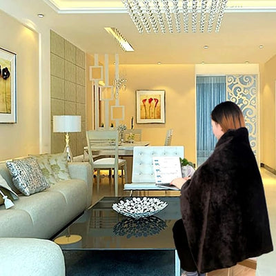 USB Heated Shawl Electric Heated Blanket Plush Flannel Blanket,Electric Heated Shawl Blanket Battery Operated USB Cordless Wrap,with 3 Heat Level Setting for Car Office Home Travel,Black