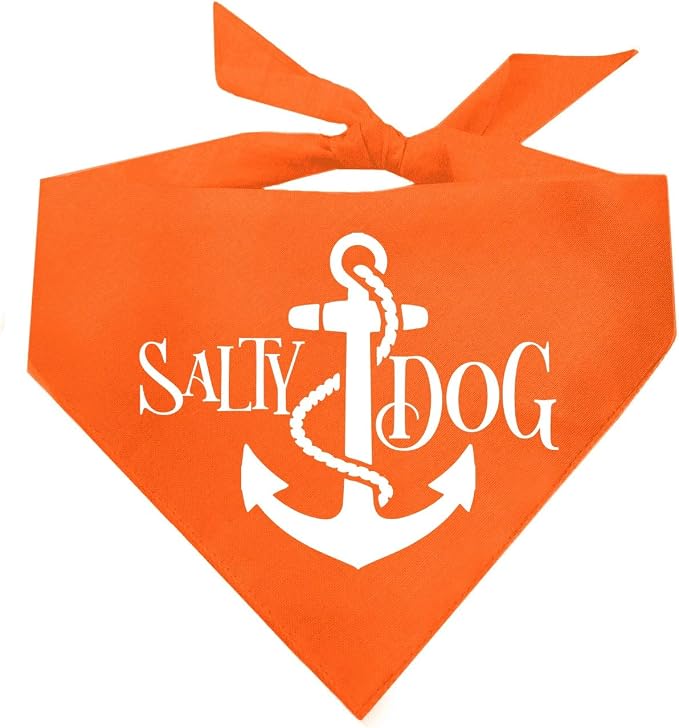 Salty Dog Dog Bandana 100% Cotton Adjustable Triangle Summer Vacation Beach Pool | Orange, X-Small (100)