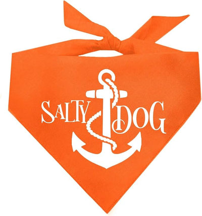 Salty Dog Dog Bandana 100% Cotton Adjustable Triangle Summer Vacation Beach Pool | Orange, X-Small (100)