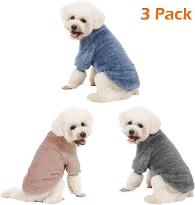 Dog Sweater, 3 Pack Dog Sweaters for Small Dogs, Dog Clothes for Small Dogs Girl Boy, Ultra Soft and Warm Puppy Sweater Dog Coat for Winter Christmas (Large, Blue+Lt Coffee+Dark Grey)