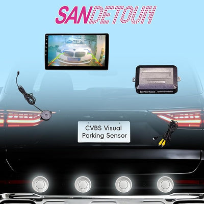 LCD Parking Sensor Kit - Displays Data on Original Screen, Easy Rear Installation, Compatible with CVBS Cameras (Not for AHD), 18 Probe Colors to Match Any Vehicle（Dark Red）