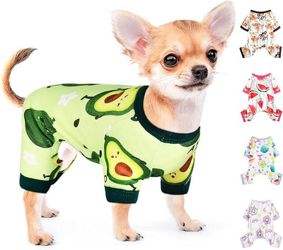 Dog Pajamas Pjs Soft Stretchy Dog Clothes for Small Dogs Girl Boy Medium Size Dogs Spring Summer Puppy Clothes Doggie Onesies Cat Pet Jammies Outfit, S, Avocado