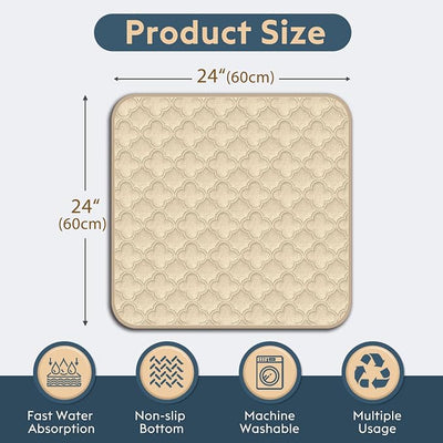 FunFurry Washable Pee Pads for Dogs - 2 Pack Reusable Waterproof Puppy Training Pads, Super Absorbent with Dog Paw Shape Non-Slip Backing (Cream, 24" X 24" - 2 Pack)
