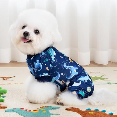 XPUDAC 4 Pack Dog Pajamas for Small Medium Sized Doggie Comfy Strechy Dog Pjs for Boy Puppy Clothes Cat Onesies Pet Outfits, S