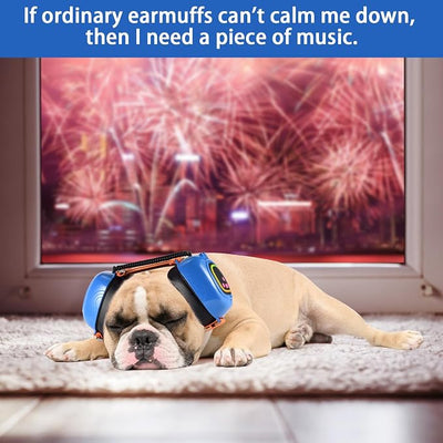 Dog Music Headphones for Anxiety Relief Fireworks Thunder Noise Blocking Earmuffs with Sound Isolation Calming Classical ASMR Music for Dogs – Pet Ear Muffs (Blue, S)