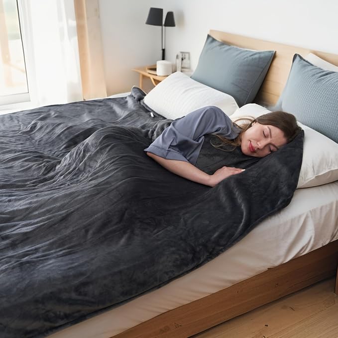 Eydna Electric Heated Blanket Twin Size 62"x84", Fast Heating Throw, Soft Plush Microplush for Bed & Couch, 10 Hours Auto Off & 5 Heating Levels, Machine Washable, Gifts for Womens & Family-Mist Gray