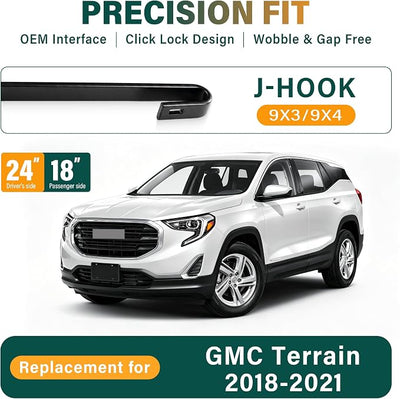 Windshield Wiper Blades Replacement for GMC Terrain 2018 2019 2020 2021,Original Equipment Replacement Front Rear Wiper Blade Set - 24" 18" 12" (Set of 3)