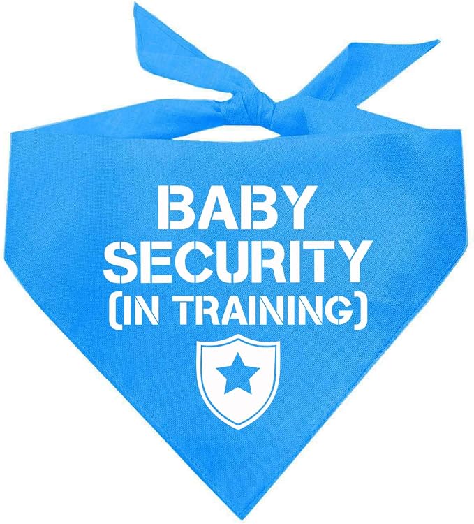 Baby Security in Training Dog Bandana | 100% Cotton Adjustable Triangle | Made in USA | New Baby | Pregnancy Announcement Photoshoot Prop | Gender Reveal | Turquoise One Size (223)