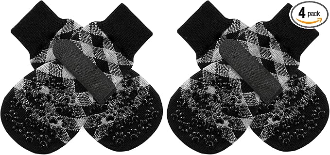 Anti Slip Dog Socks to Prevent Licking Paws, Dog Shoes for Hot Pavement, Dog Booties for Small Medium Large Senior Dogs, Traction Control Boots & Paw Protectors for Hardwood Floors