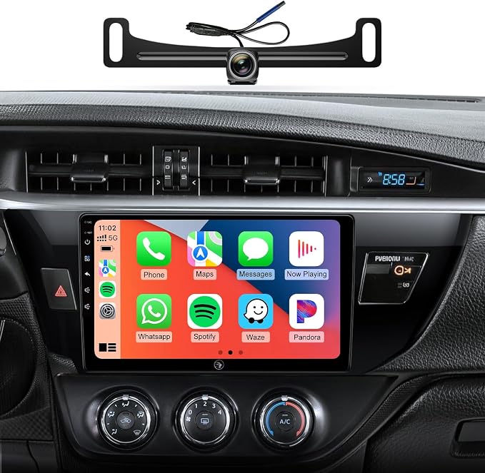 Car Radio Stereo for Toyota Corolla 14-16, Wireless CarPlay Android Auto | 10.2 Inch IPS HD touchscreen, 64G storage, 5G WiFi GPS, Bluetooth FM AM SWC, plug-and-play, 1080P backup camera