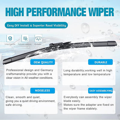 OEM Windshield Wiper Blades Replacement for BWM Mini Cooper Countryman 2011 2012 2013 2014 2015 2016, All Weather Original Factory Quality Front & Rear Wipers Set 20 "+19"+10" (Pack of 3)