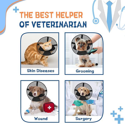 Dog Cone Collar to Stop Licking, Soft Mesh Recovery Collar After Surgery with Liner, Elizabeth Cone Alternative for Medium and Large Dogs, for Surgery, Spay, Neuter, Wound Care,XL,Black