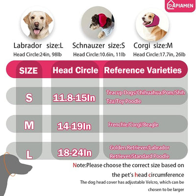 Dog Ear Covers,Dog Ear Muffs Noise Protection,No Flap Ear Wrap for Dogs Hematoma Recovery,Adjustable Calming Hoodie Shower Cap for Grooming,Bathing,Swimming & Anxiety Relief(Fuchsia,S)