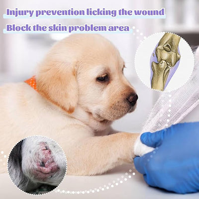 ROZKITCH Dog Arm Sleeves for Licking Front Right Left Leg, Stretchy Surgery Recovery Sleeve Anti Licking Scratching Wound, Fix Bandages in Place Striped Protection Stripe 2XL
