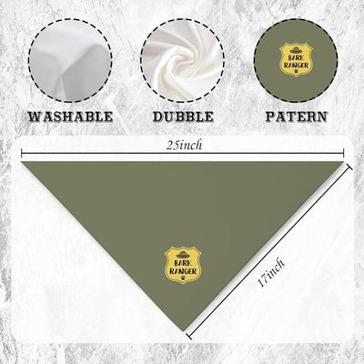 Bark Ranger Dog Bandana, Funny Park Ranger Badge Design Pet Scarf, Adventure Theme Outside Pet Accessory Bandana for Small and Medium Dogs, Adjustable Triangle Dog Scarf