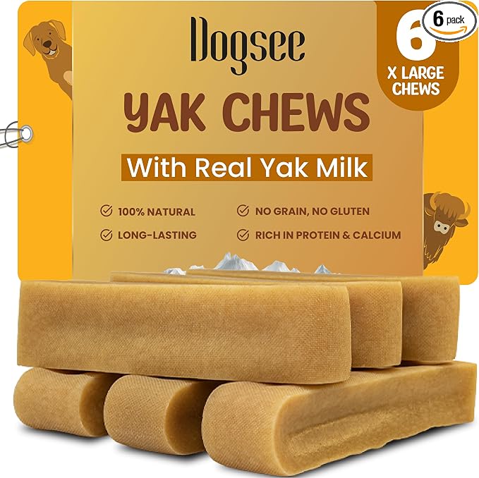 Himalayan Yak Chews (XL - 6 Chews) | Yak Chews for Large Dogs | Dog Treats | Helps Joint Pain | Rawhide-Free