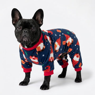 Fitwarm Gnome Dog Christmas Pajamas, Dog Winter Clothes for Small Dogs Girl, Lightweight Velvet Pet Jumpsuit, Cat Outfit, Black, Red, XXL